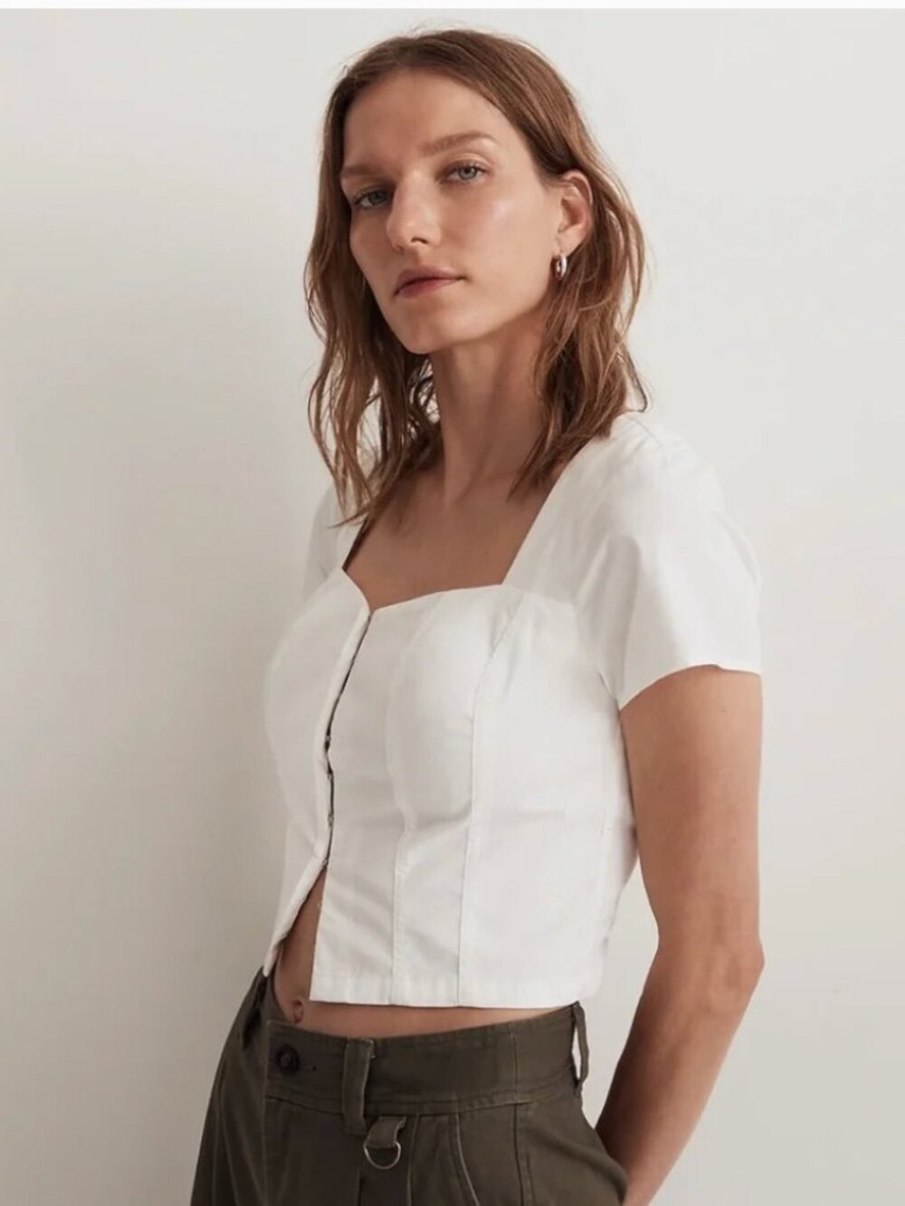NWT Madewell Poplin Hook-Front Top in Sz 10